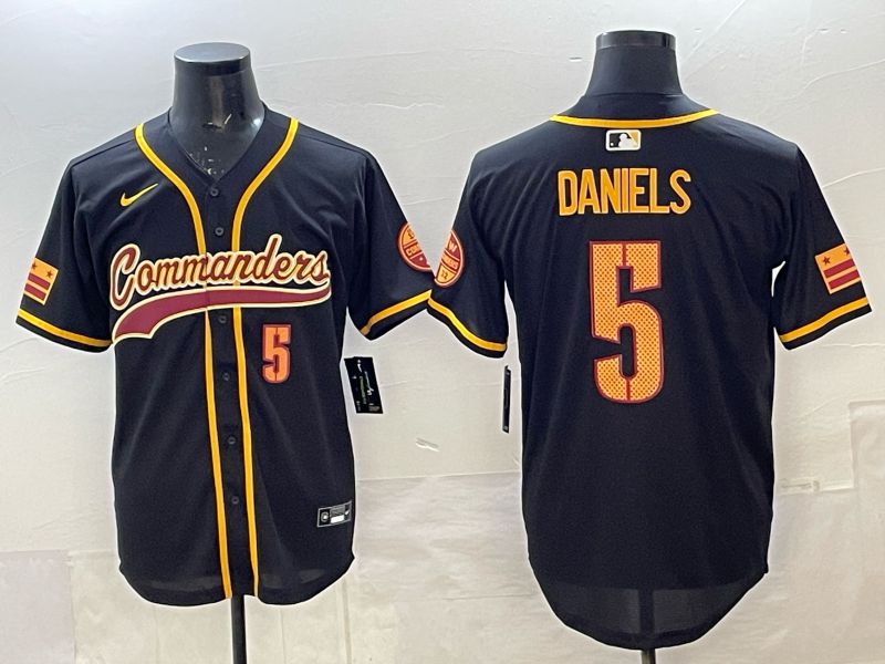 Men 2025 Nike Washington Commanders #5 Daniels Black 3th generation Joint Name Limited NFL Jersey 004->washington commanders->NFL Jersey